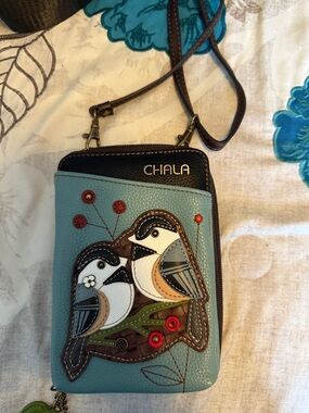 Chala Teal Bird Applique Crossbody Bag